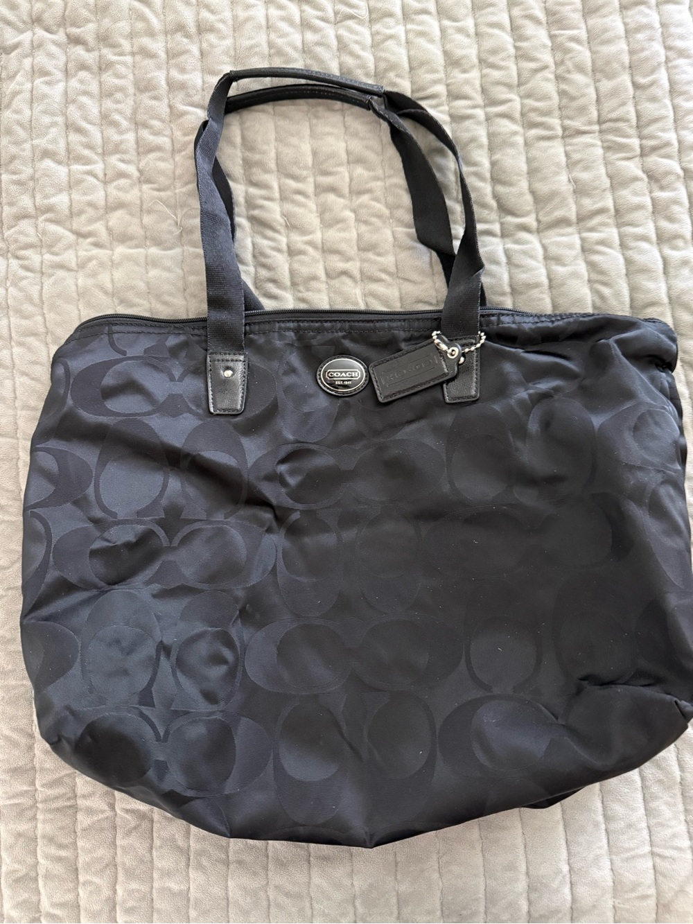 Coach Black Signature Jacquard Tote